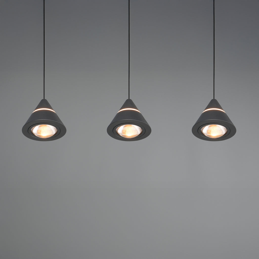 Detalj av LED pendellampe Romeo 3-lys svart metall 55 cm CCT
