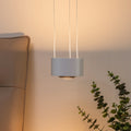 LED pendellampe Rotari opp og ned dimbar hvit Ø12 cm sett forfra