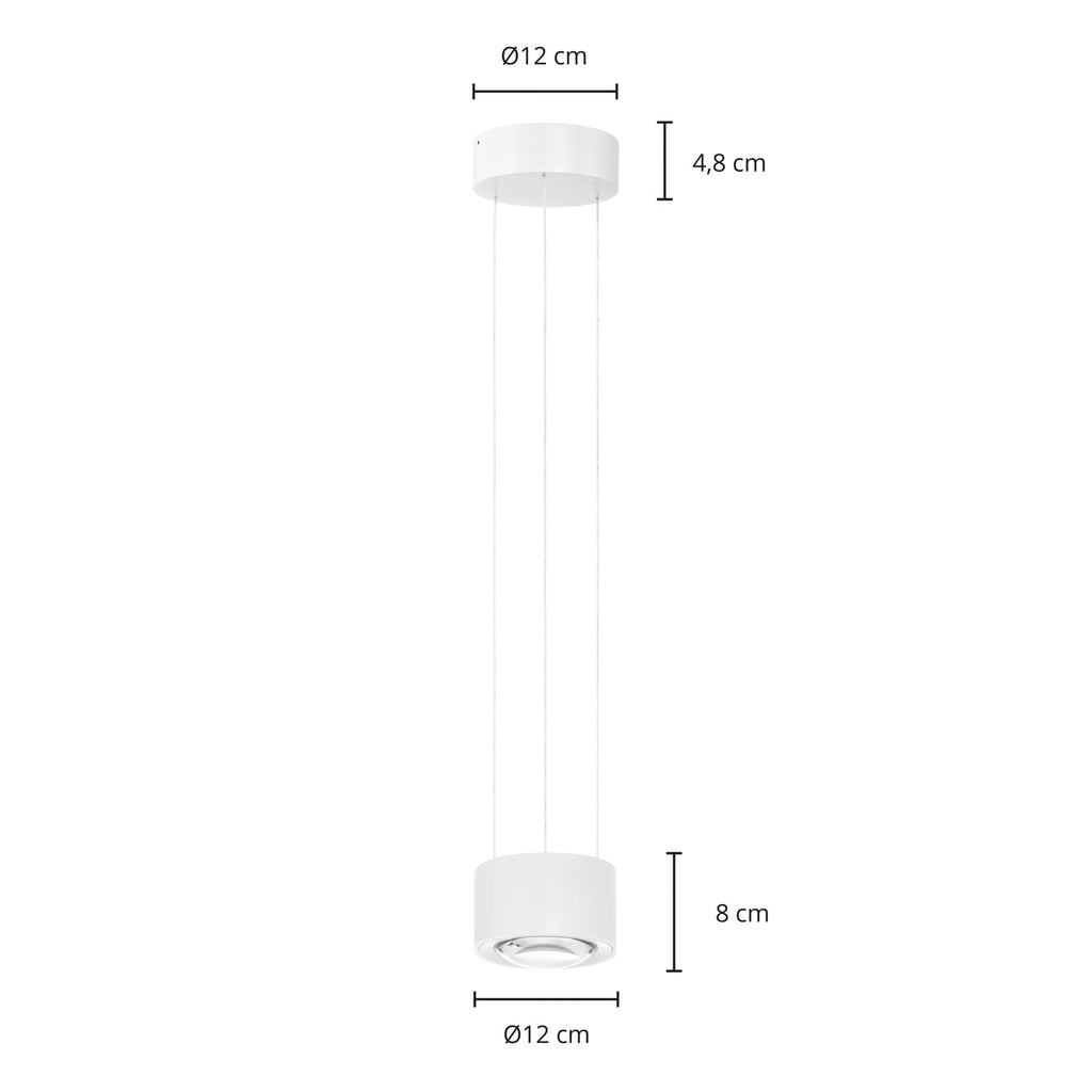 LED pendellampe Rotari opp og ned dimbar hvit Ø12 cm detalj av glasslinse