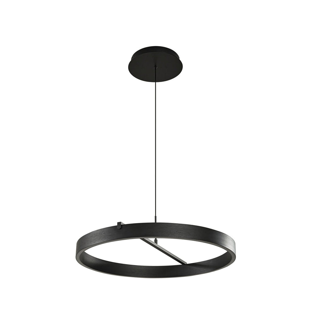 LED pendellampe Rovan svart Ø60 cm montert i rom