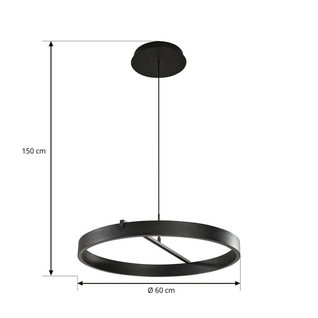 LED pendellampe Rovan svart Ø60 cm nærbilde