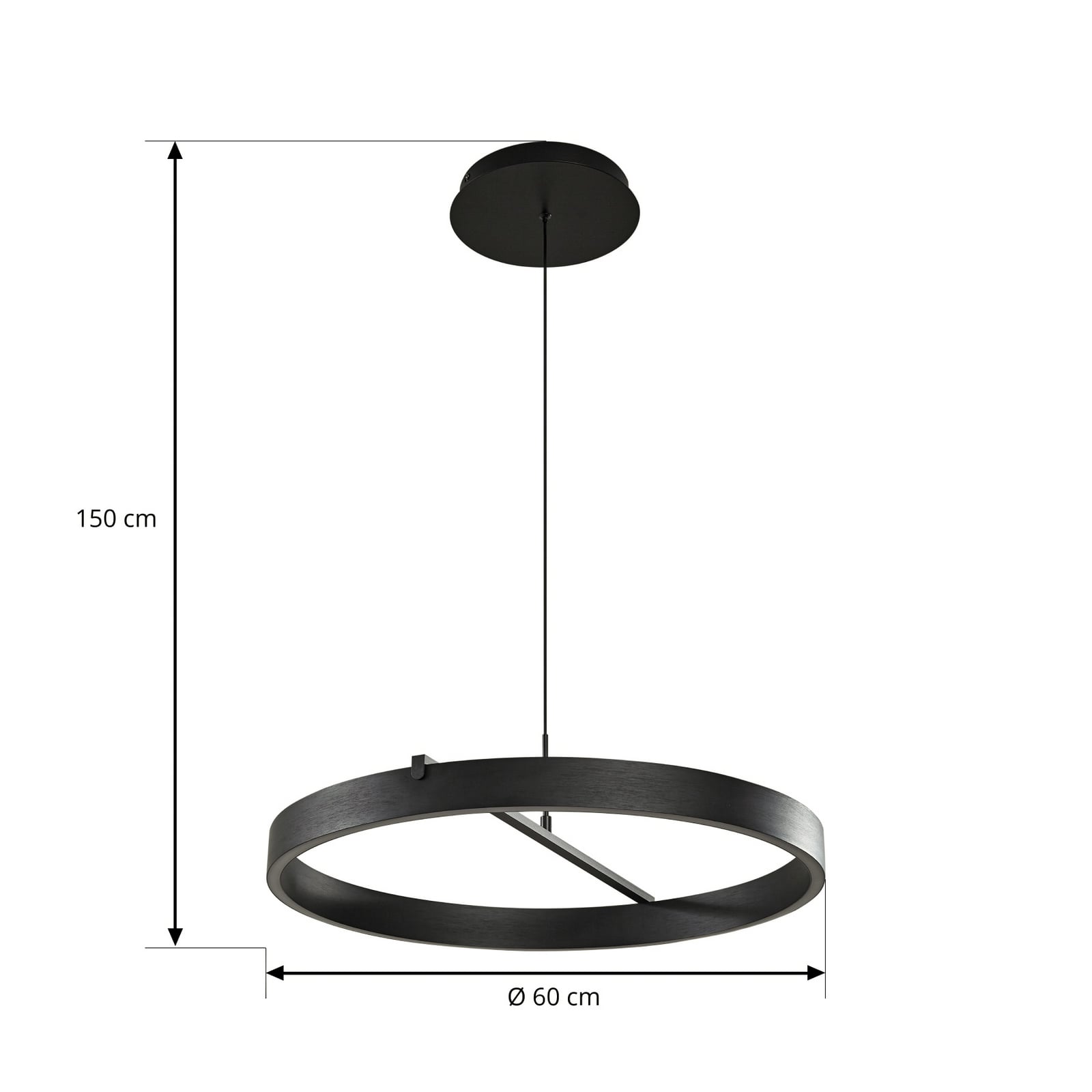 LED pendellampe Rovan svart Ø60 cm nærbilde