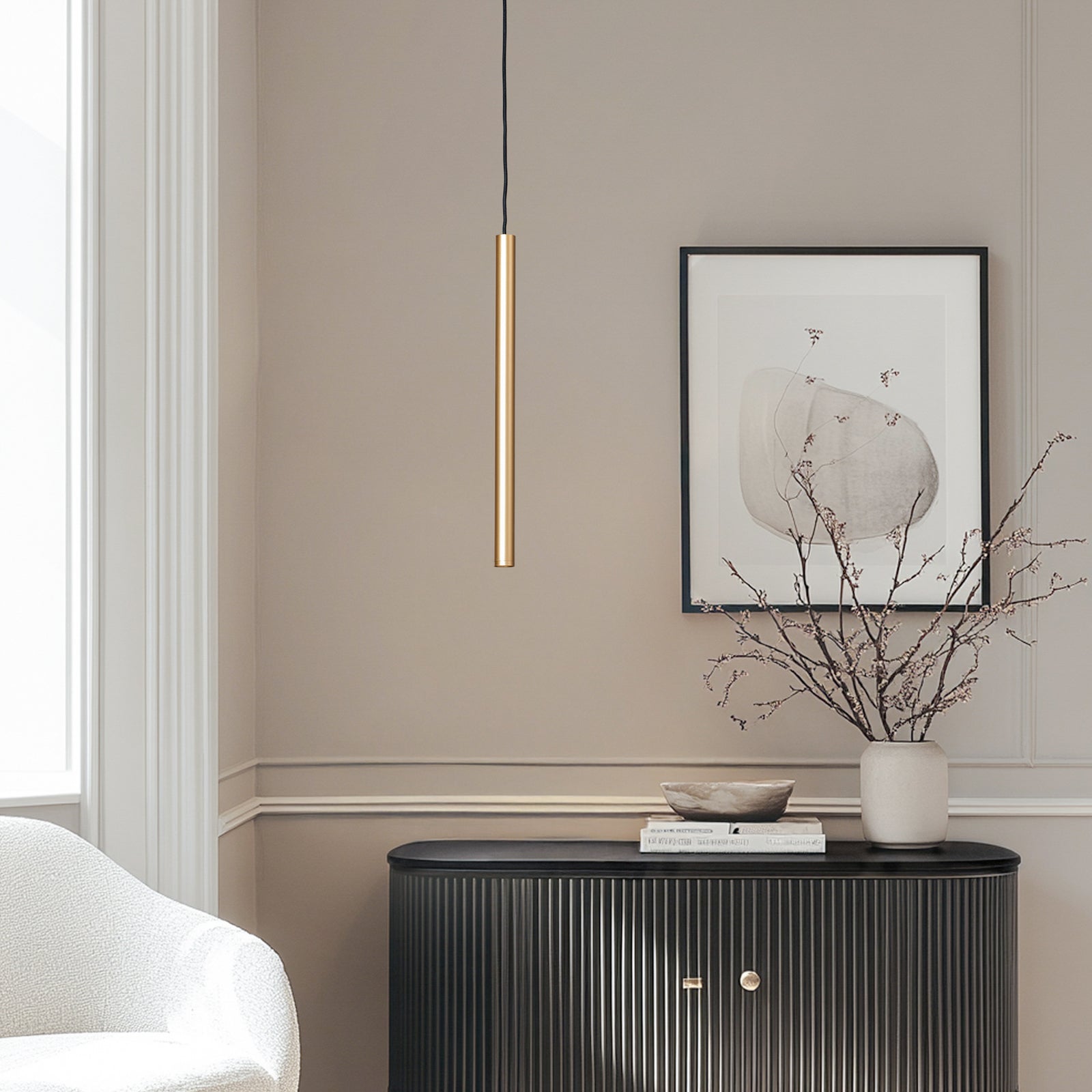 LED pendellampe Rulo gull stål detalj av lampehode