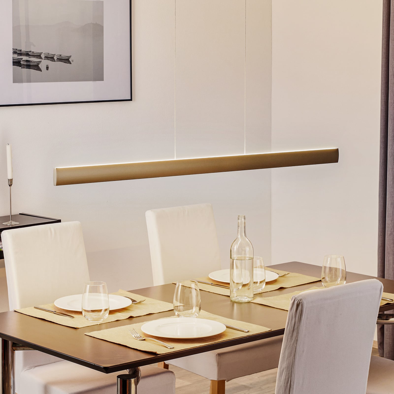 LED pendellampe Runa bronse 132 cm dimbar CCT forfra