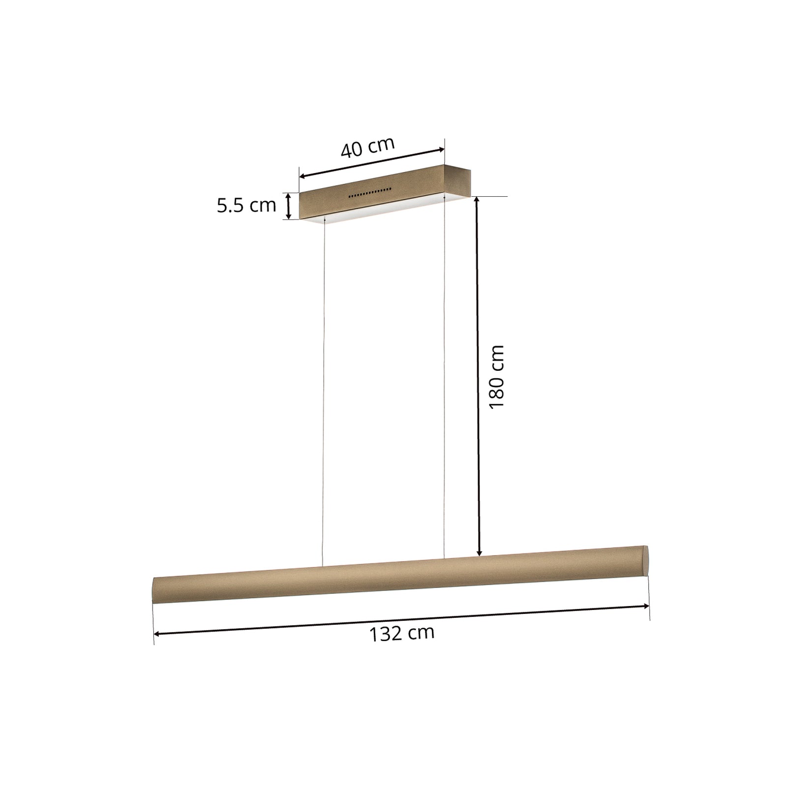 LED pendellampe Runa bronse 132 cm dimbar CCT dimmer kontroll