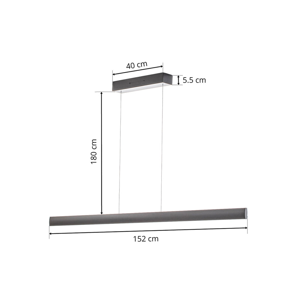 LED pendellampe Runa svart 152 cm 72W CCT dimbar med geststyring