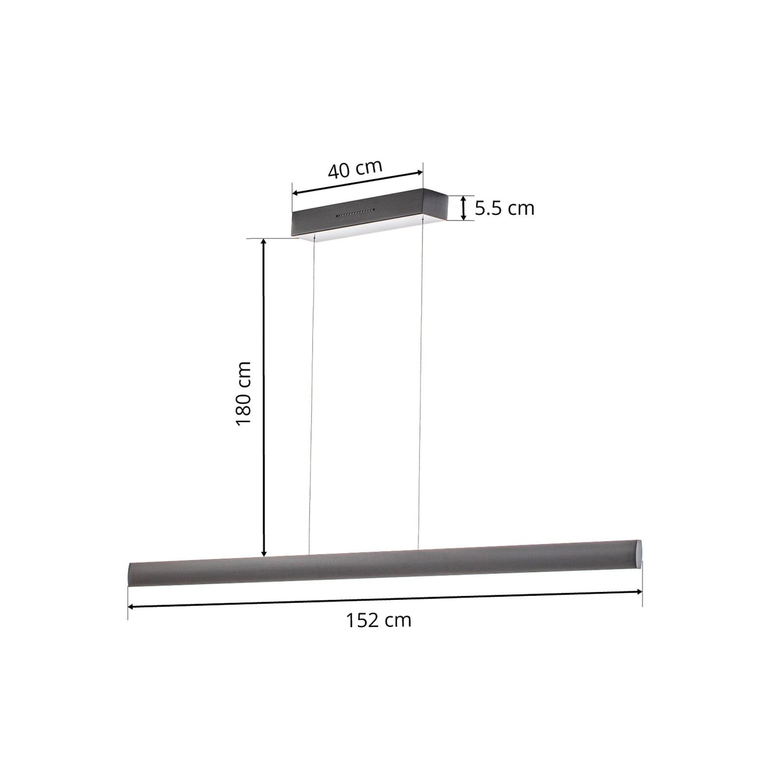 LED pendellampe Runa svart 152 cm 72W CCT dimbar med geststyring