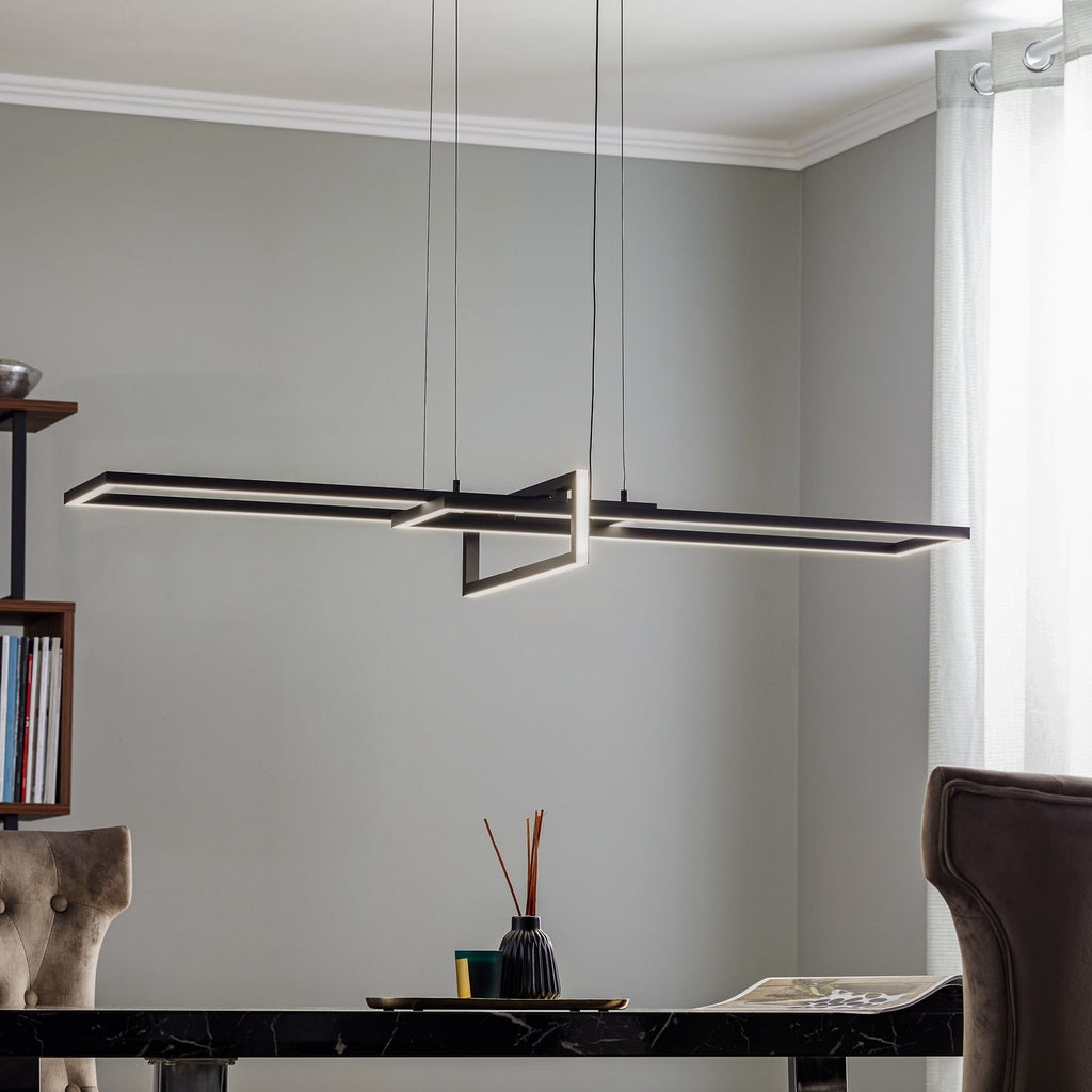 LED pendellampe Salinas dimbar svart matt metall 110 cm forfra