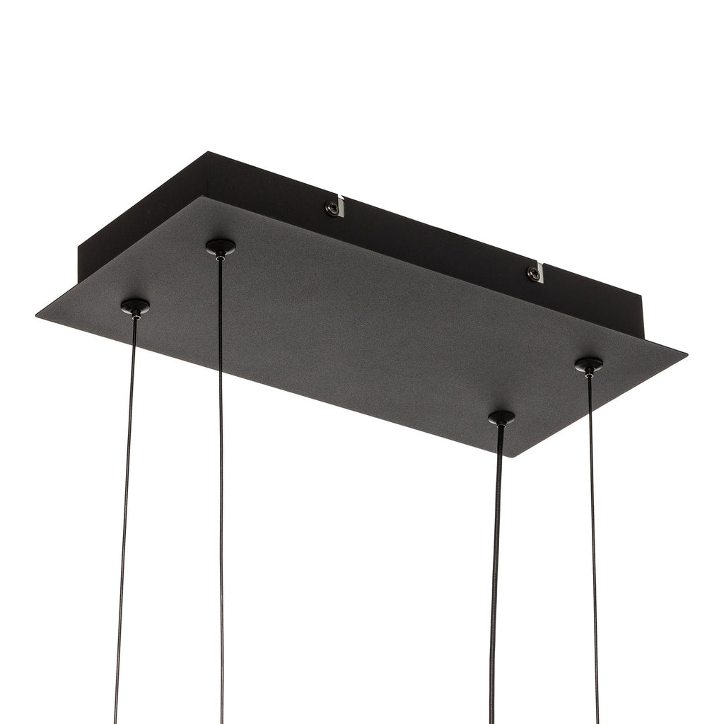 Nærbilde av LED pendellampe Salinas dimbar svart matt metall 110 cm