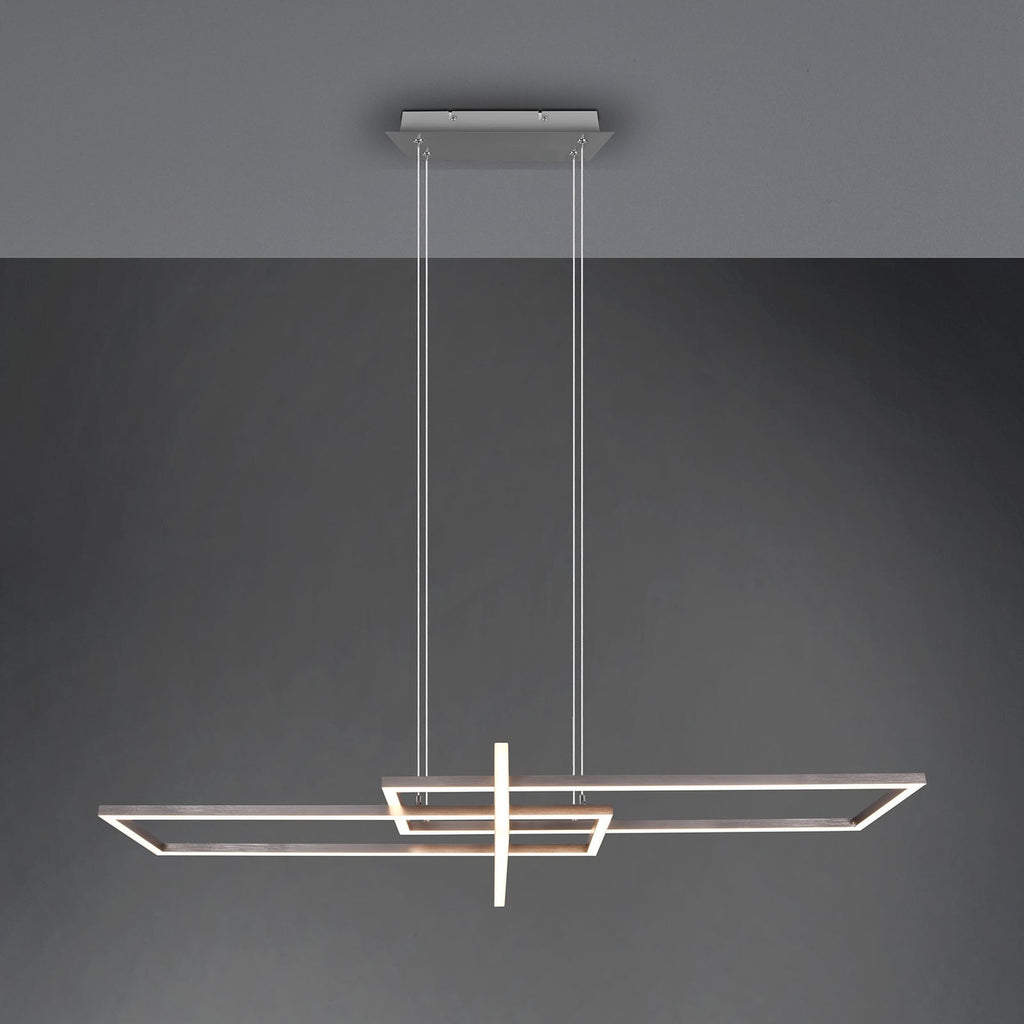 LED pendellampe Salinas matt nikkel dimbar 34W 3000K montert i rom