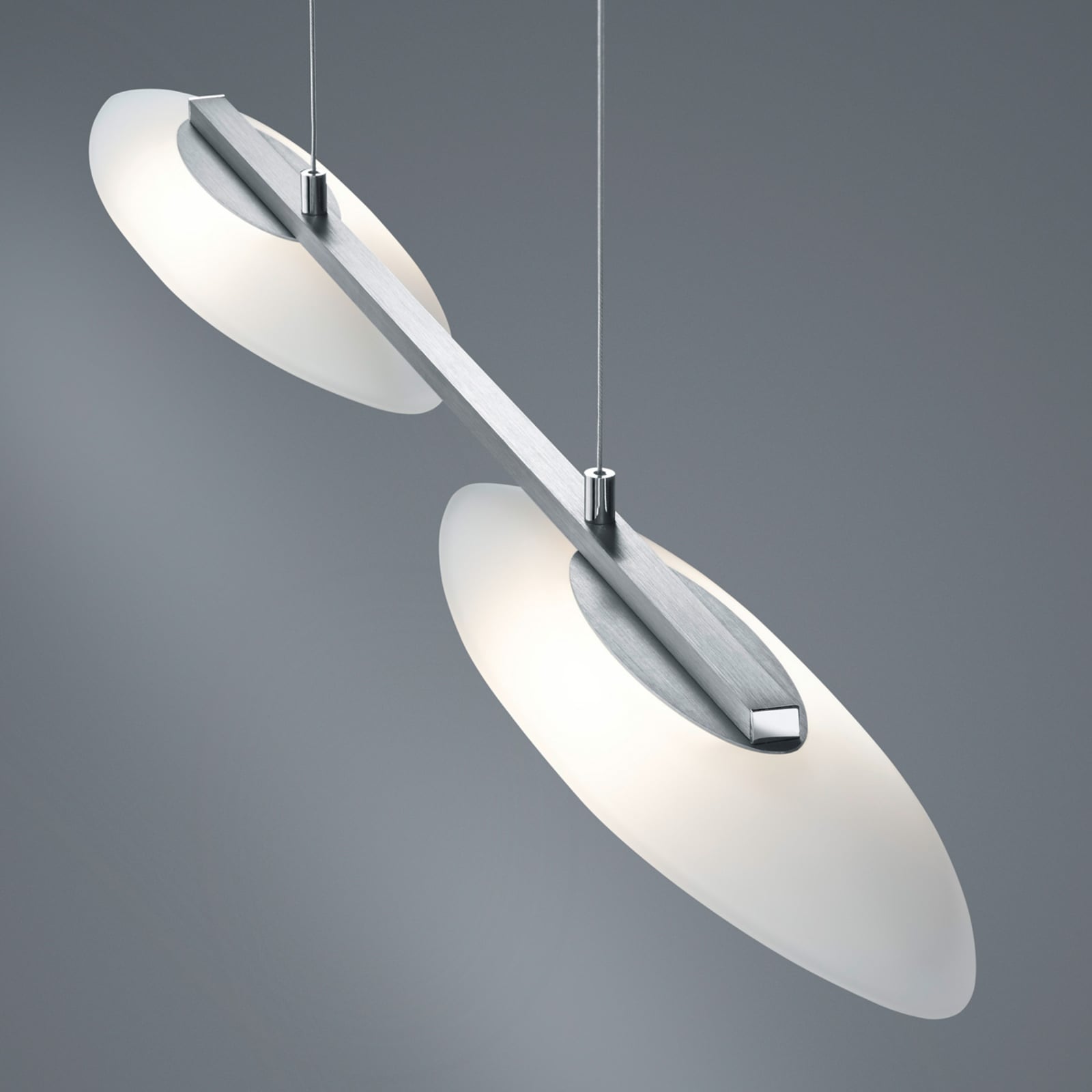LED pendellampe Sally 2-lys matt nikkel glass dimbar 95 cm bakside