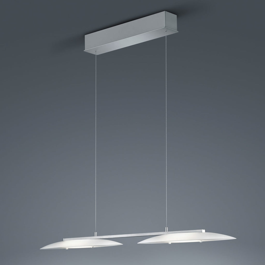 LED pendellampe Sally 2-lys matt nikkel glass dimbar 95 cm detalj av glass