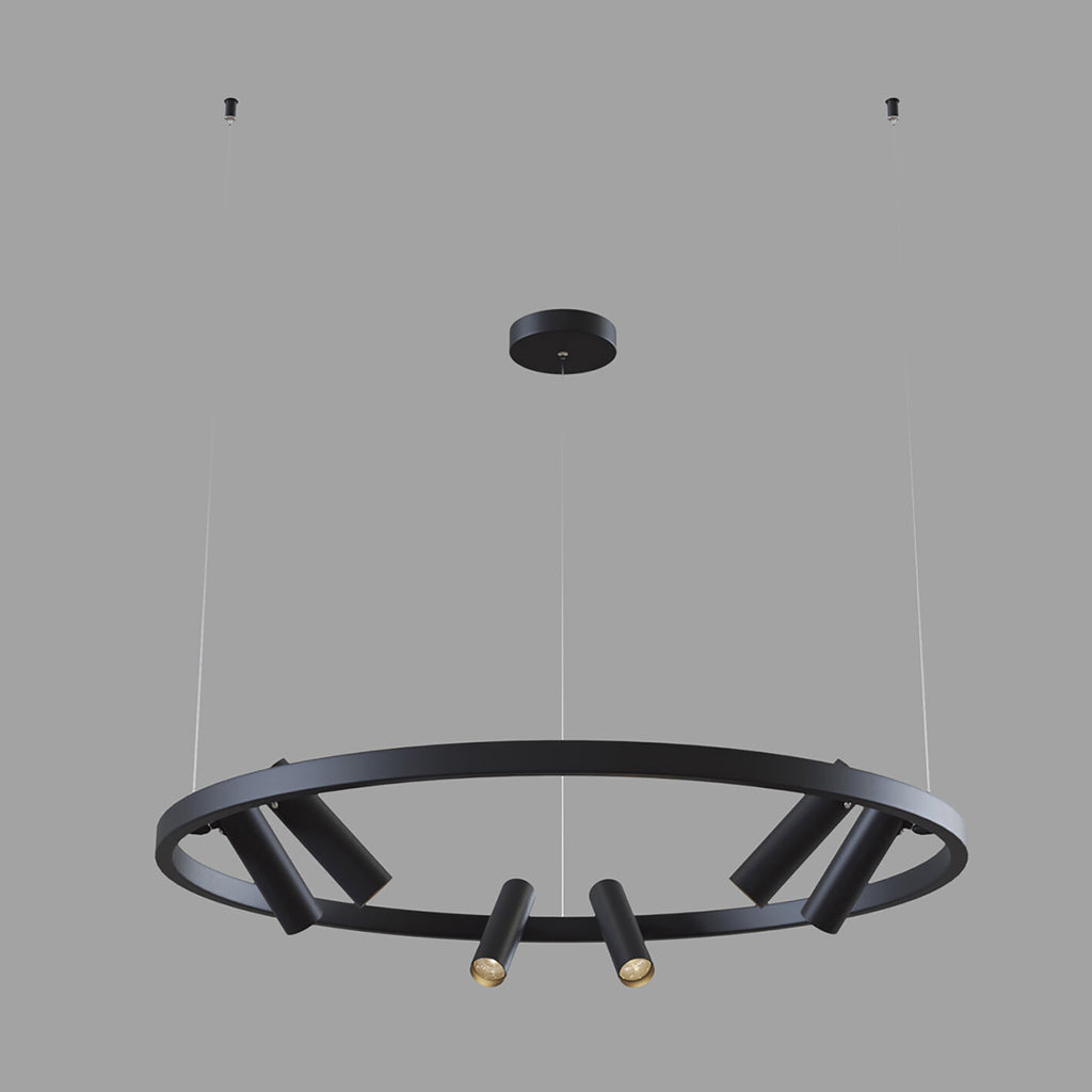 LED pendellampe Satellite Ø90 cm 42W 3300K svart forfra