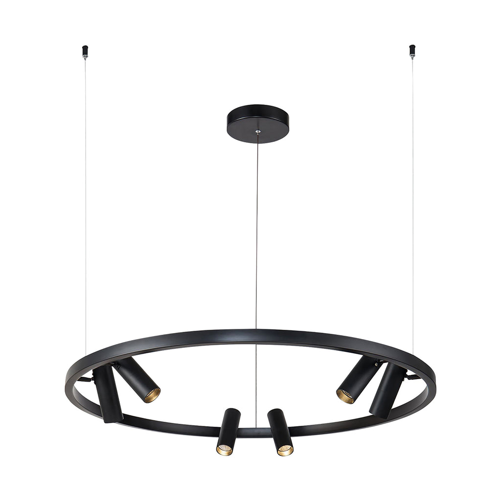 LED pendellampe Satellite Ø90 cm 42W 3300K svart sideprofil