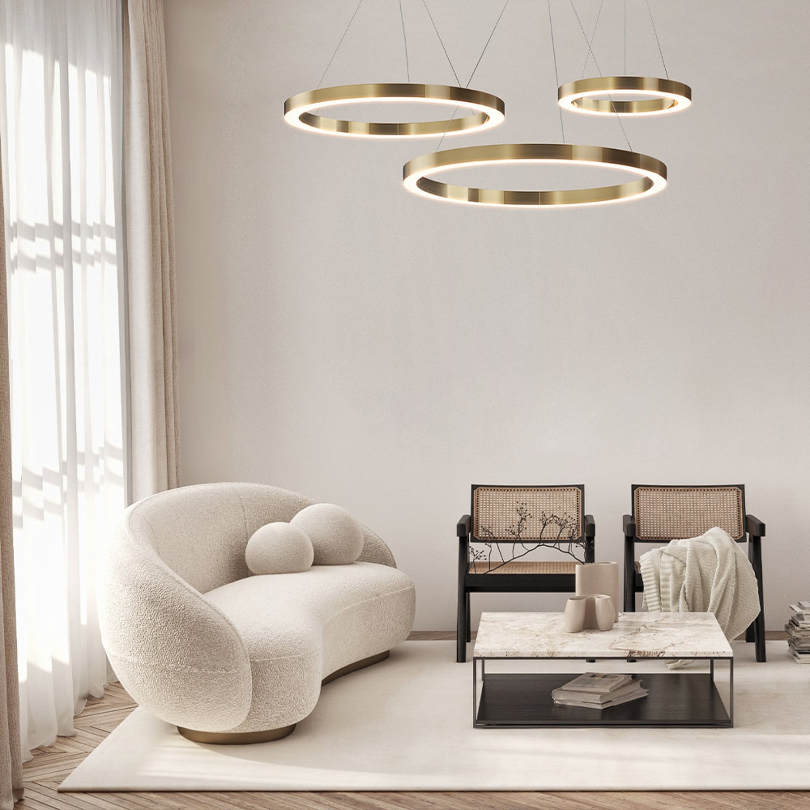 LED pendellampe Saturno ringform messing bakside