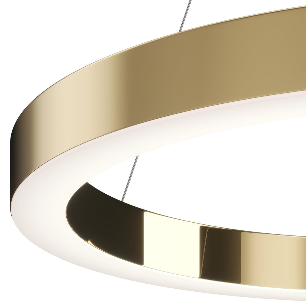 LED pendellampe Saturno ringform messing nærbilde