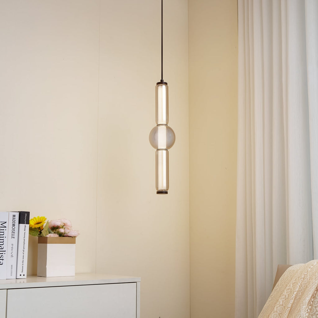 LED pendellampe Savete røykgrå glass Ø12 cm bakside