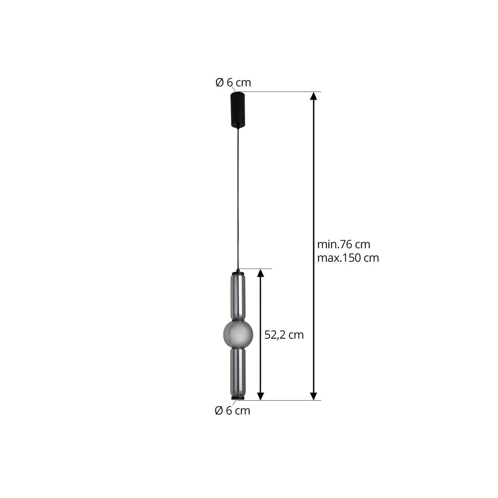 LED pendellampe Savete røykgrå glass Ø12 cm nærbilde