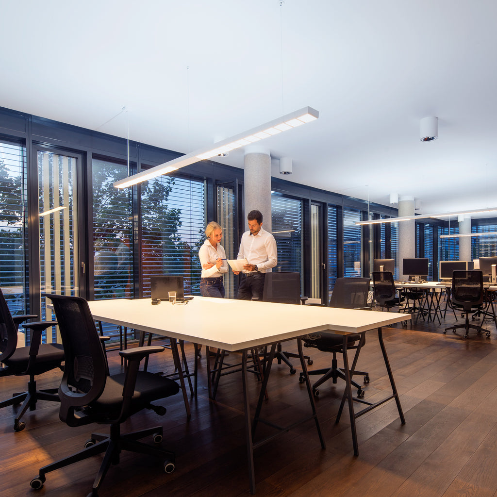 Montert LED pendellampe Scriptus symmetrisk dimbar DALI 166 cm i kontor