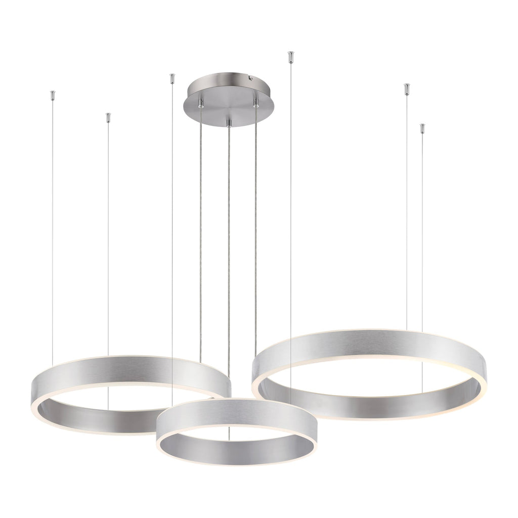 LED pendellampe Sculli dimbar CCT gestestyring sølv 110 cm forfra
