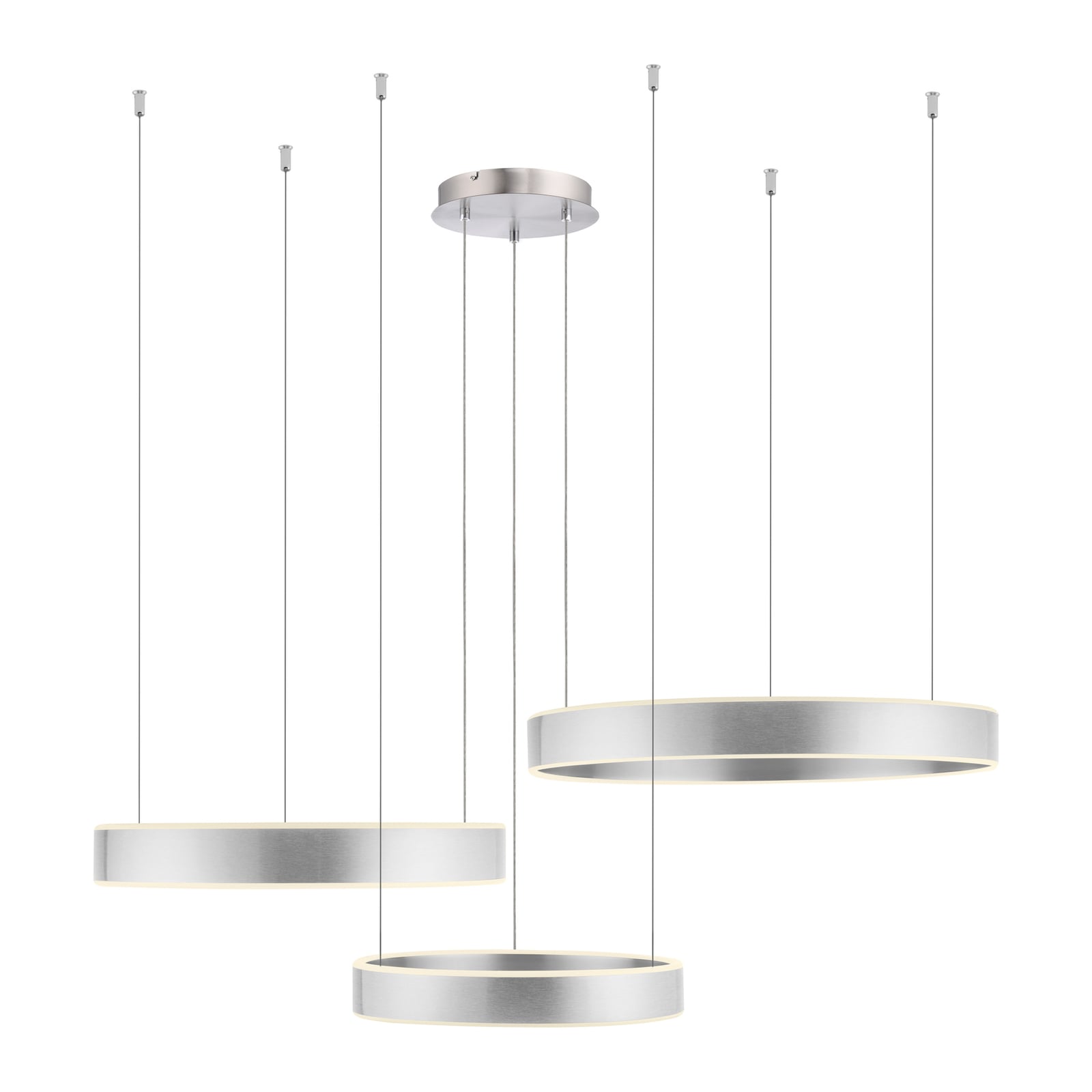 LED pendellampe Sculli dimbar CCT gestestyring sølv 110 cm detalj