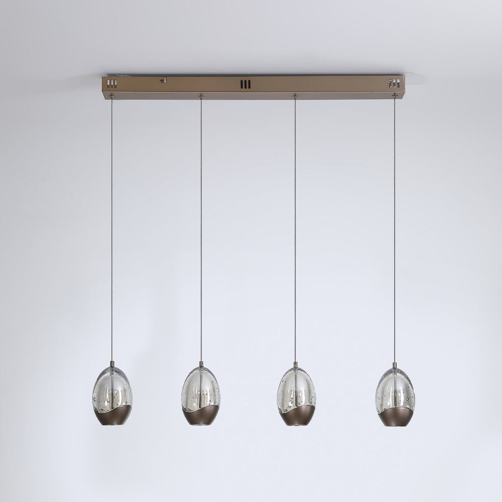 Nærbilde av glass på LED pendellampe Seeds 4-lys glass kremfarget 75 cm