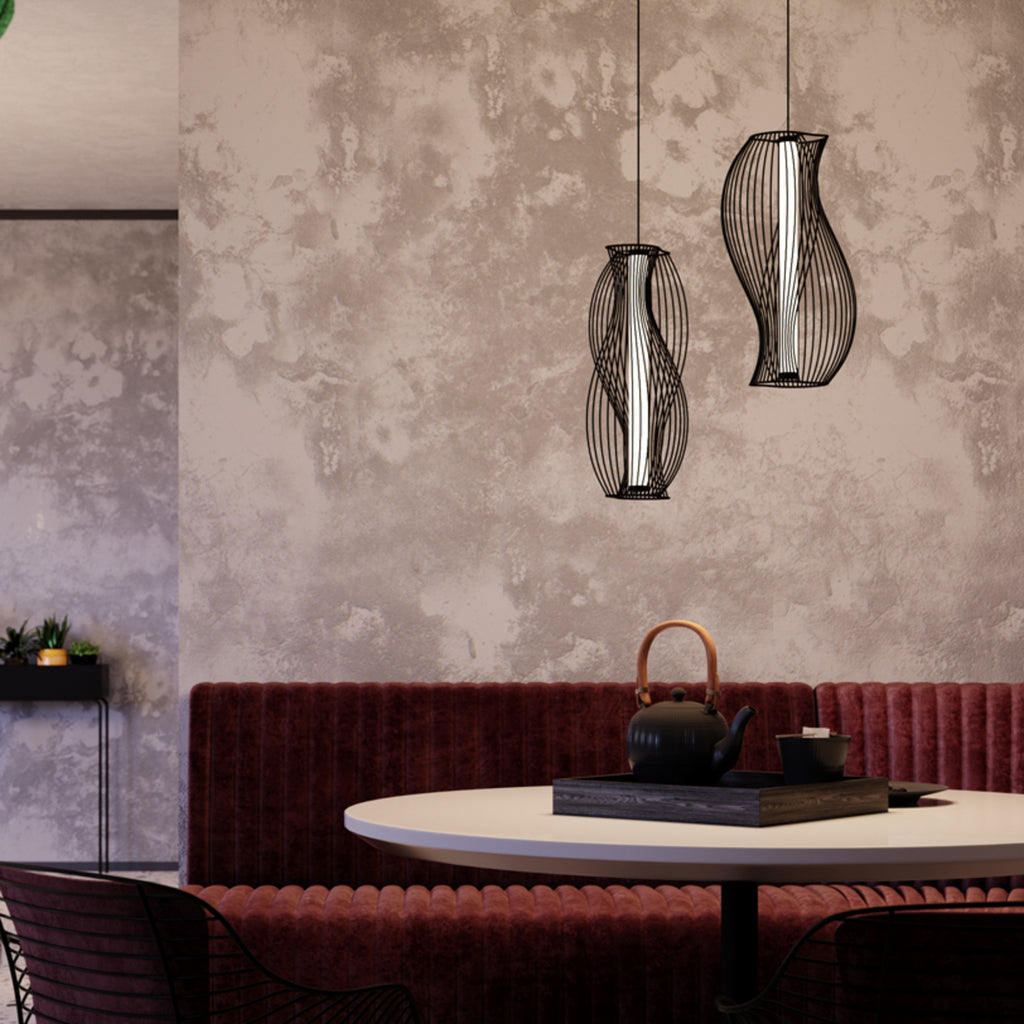 LED pendellampe Shadows of the past svart metall bakside
