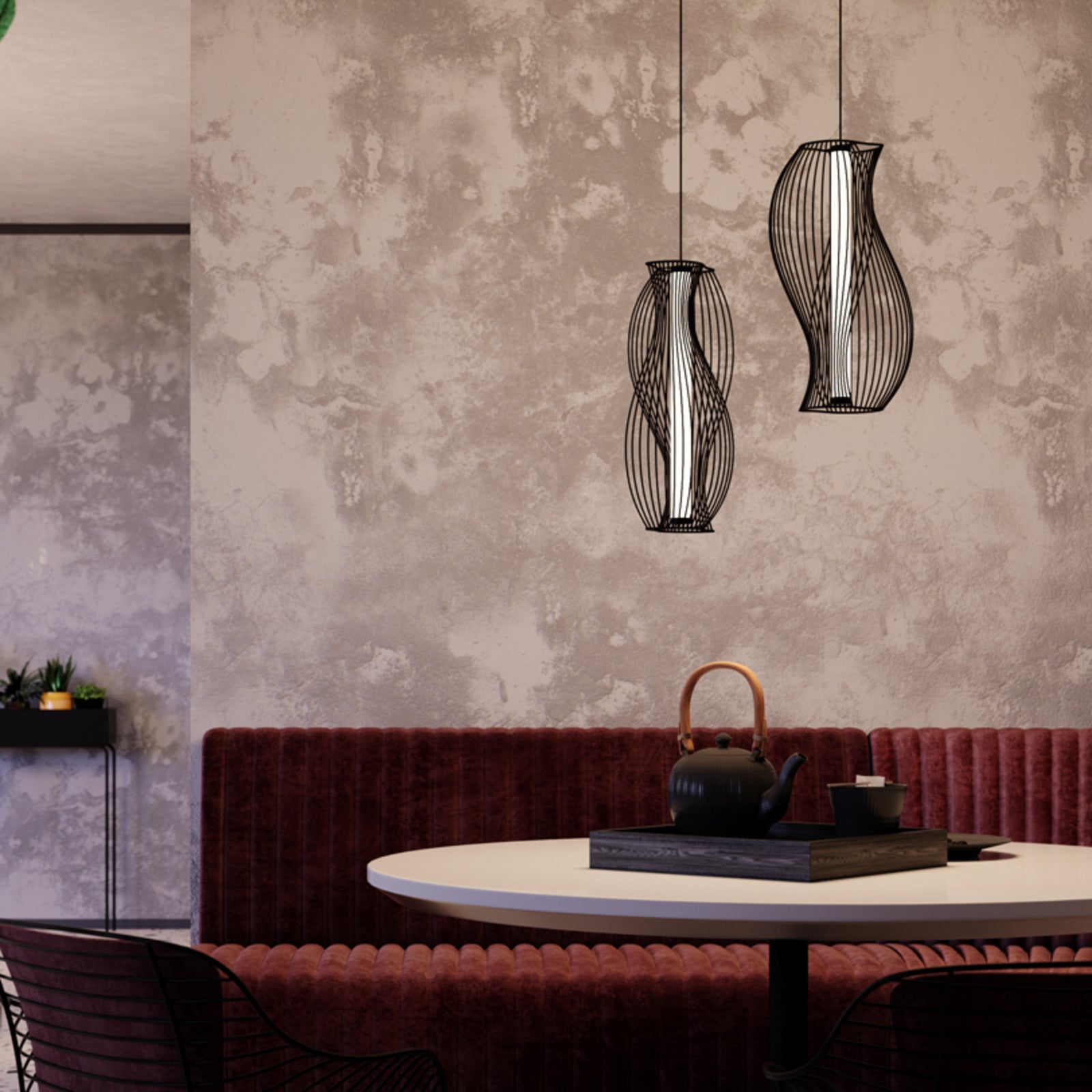 LED pendellampe Shadows of the past svart metall bakside