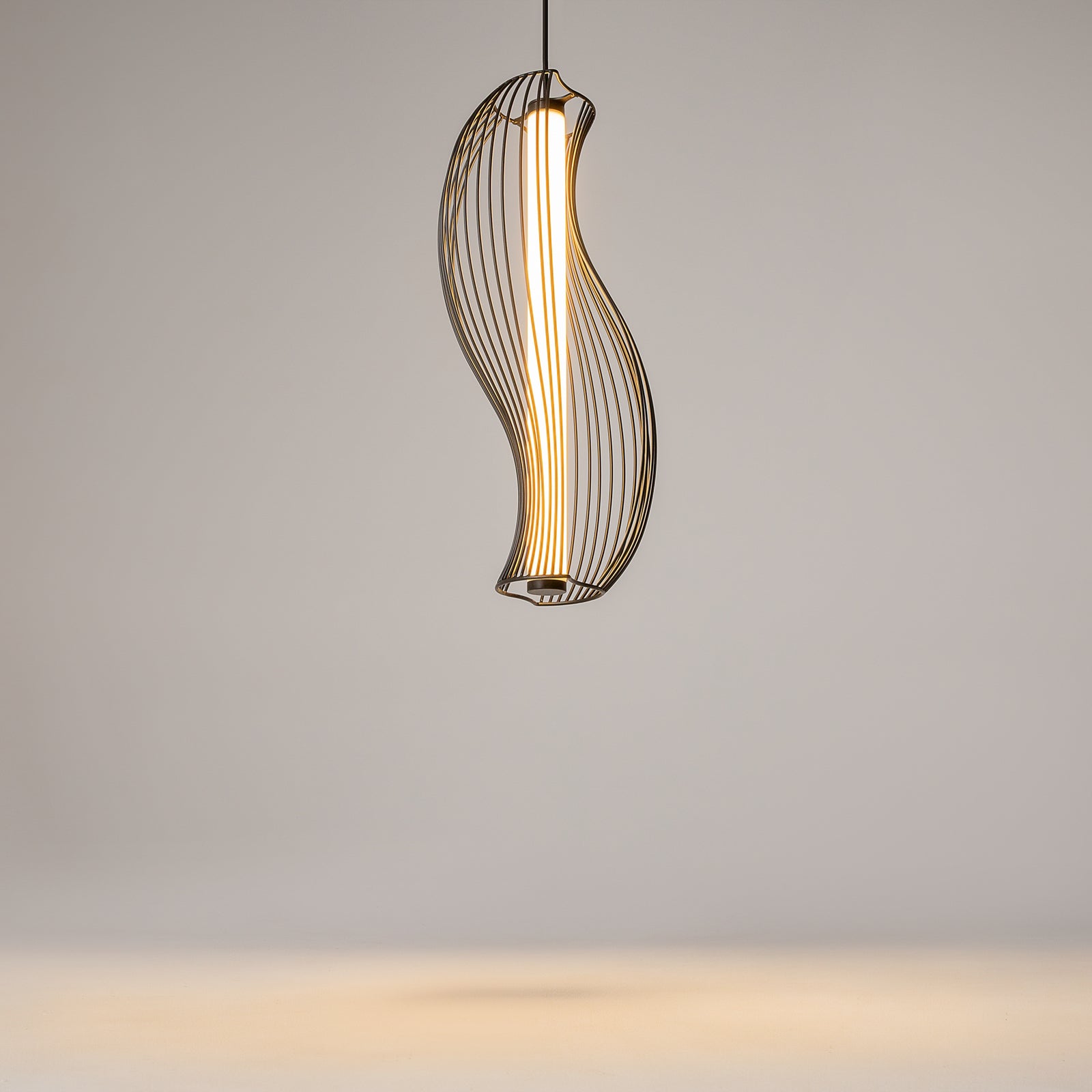 LED pendellampe Shadows of the past svart metall montert i rom