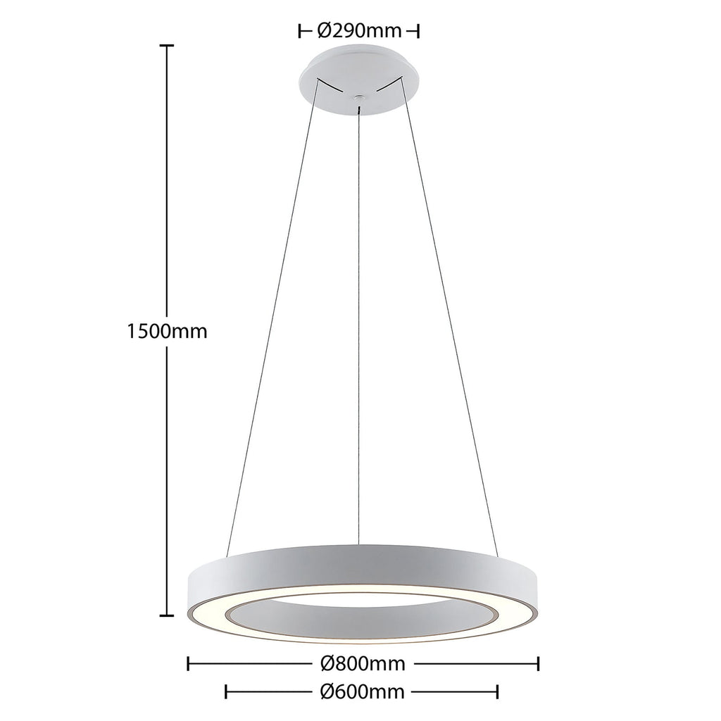 Montert LED pendellampe Sharelyn ring hvit Ø80 cm i rom