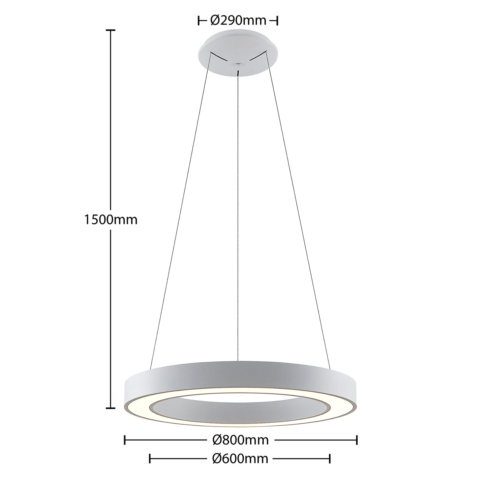 Montert LED pendellampe Sharelyn ring hvit Ø80 cm i rom