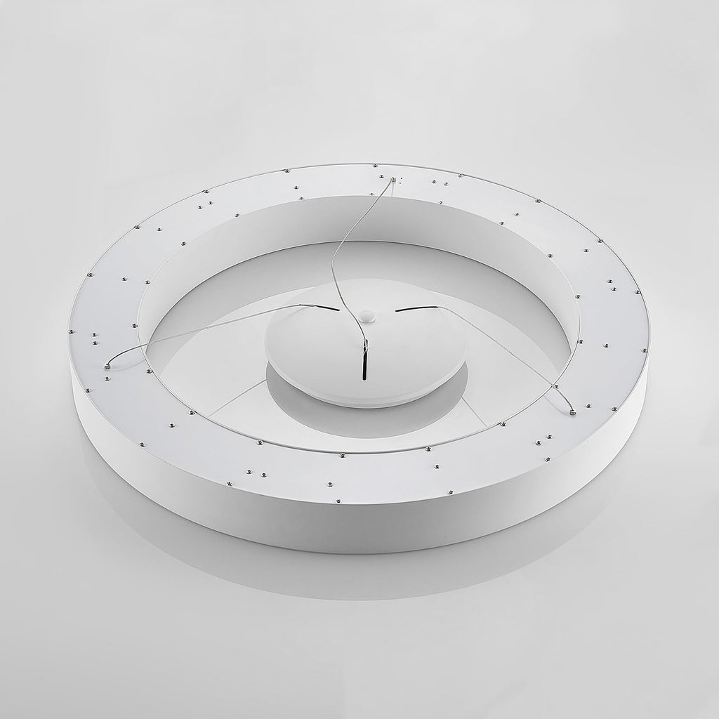 Sideprofil av LED pendellampe Sharelyn ring hvit Ø80 cm