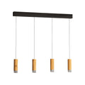 LED pendellampe Shine-Wood 4-lys eik/svart 100 cm forfra