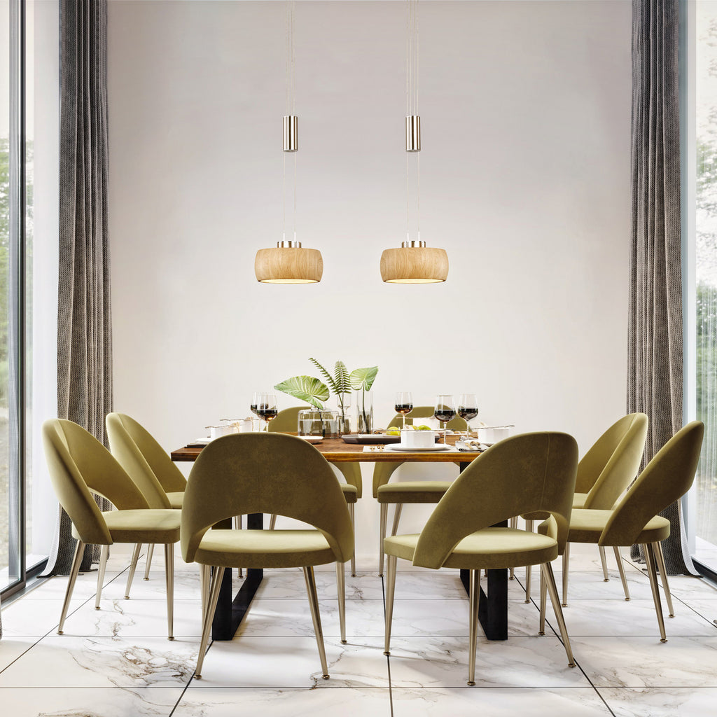 LED pendellampe Shine-Wood eik/matt nikkel bakside