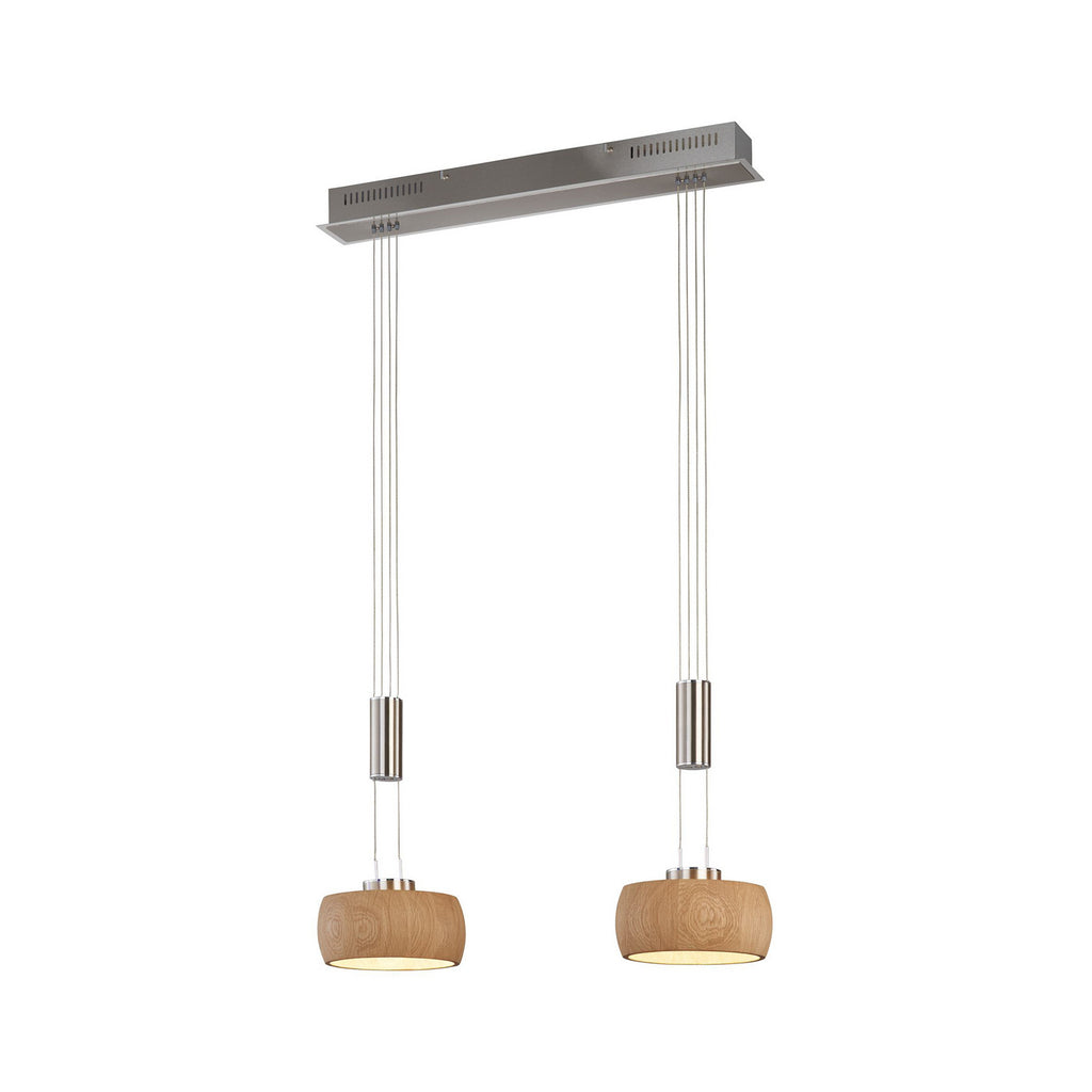 LED pendellampe Shine-Wood eik/matt nikkel detalj av materiale