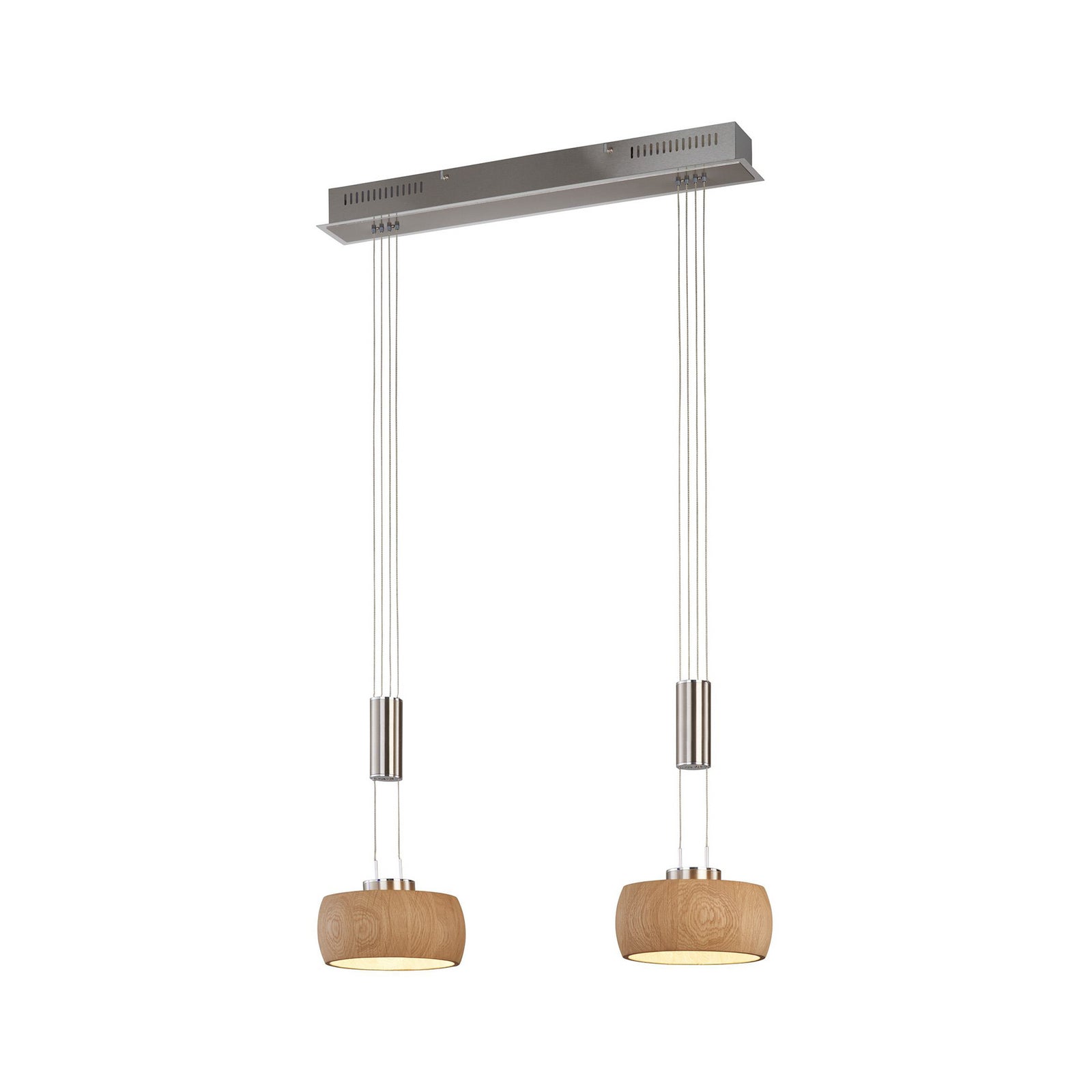 LED pendellampe Shine-Wood eik/matt nikkel detalj av materiale