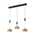 LED pendellampe Shine-Wood eik/svart 100 cm 3-lys dimbar forfra