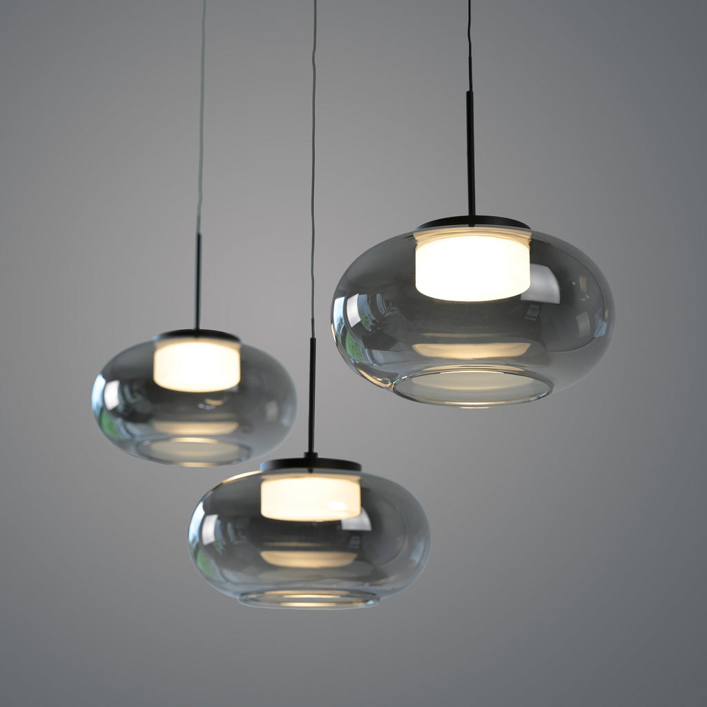 LED pendellampe Sia 3-lys røykgrå glass dimbar 75 cm - Schöner Wohnen