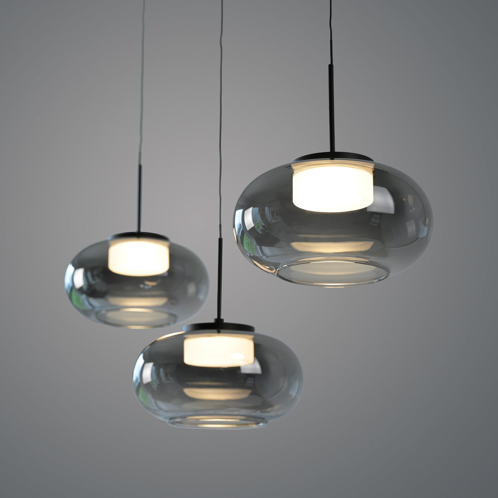 LED pendellampe Sia 3-lys røykgrå glass dimbar 75 cm - Schöner Wohnen