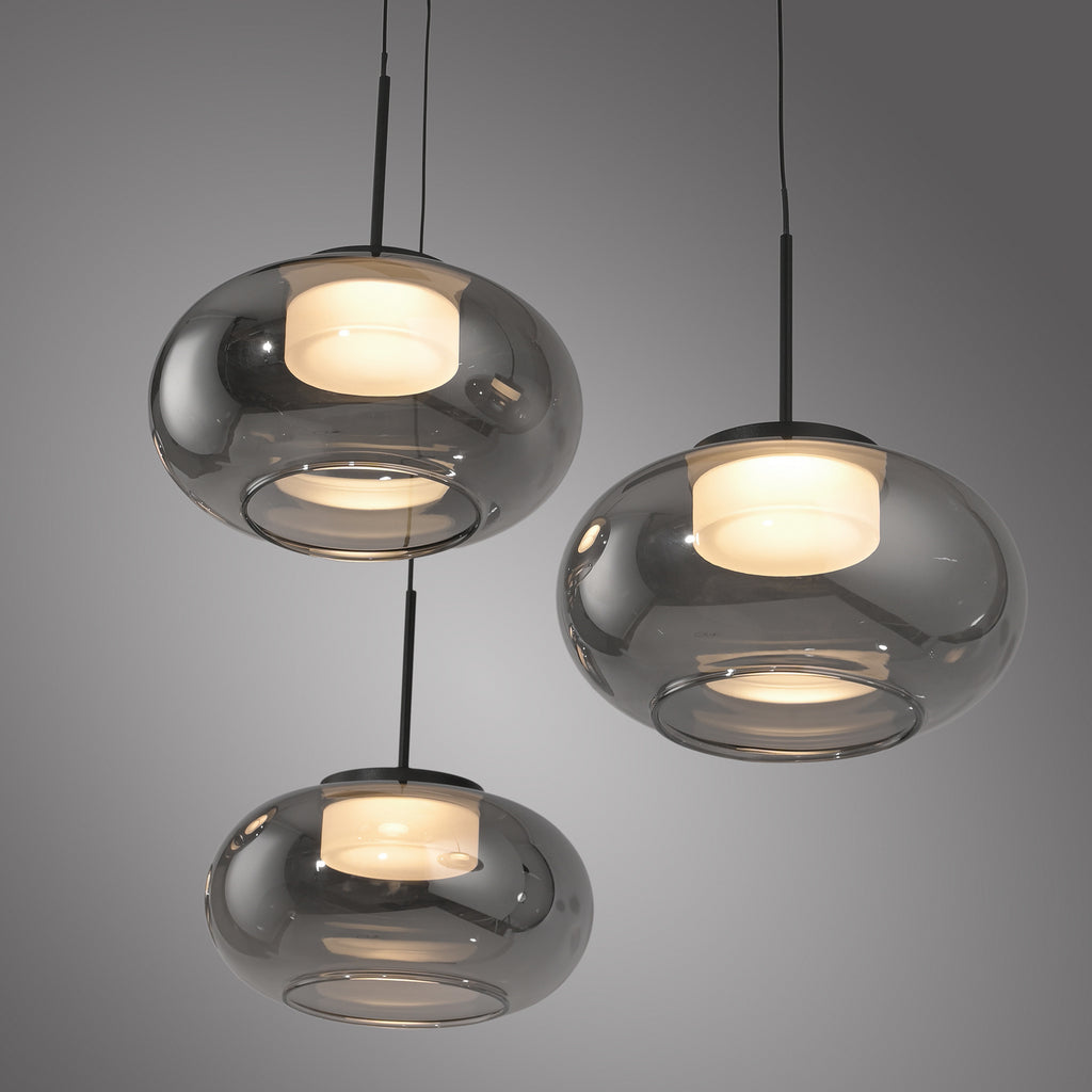 LED pendellampe Sia 3-lys røykgrå glass dimbar 75 cm - Schöner Wohnen