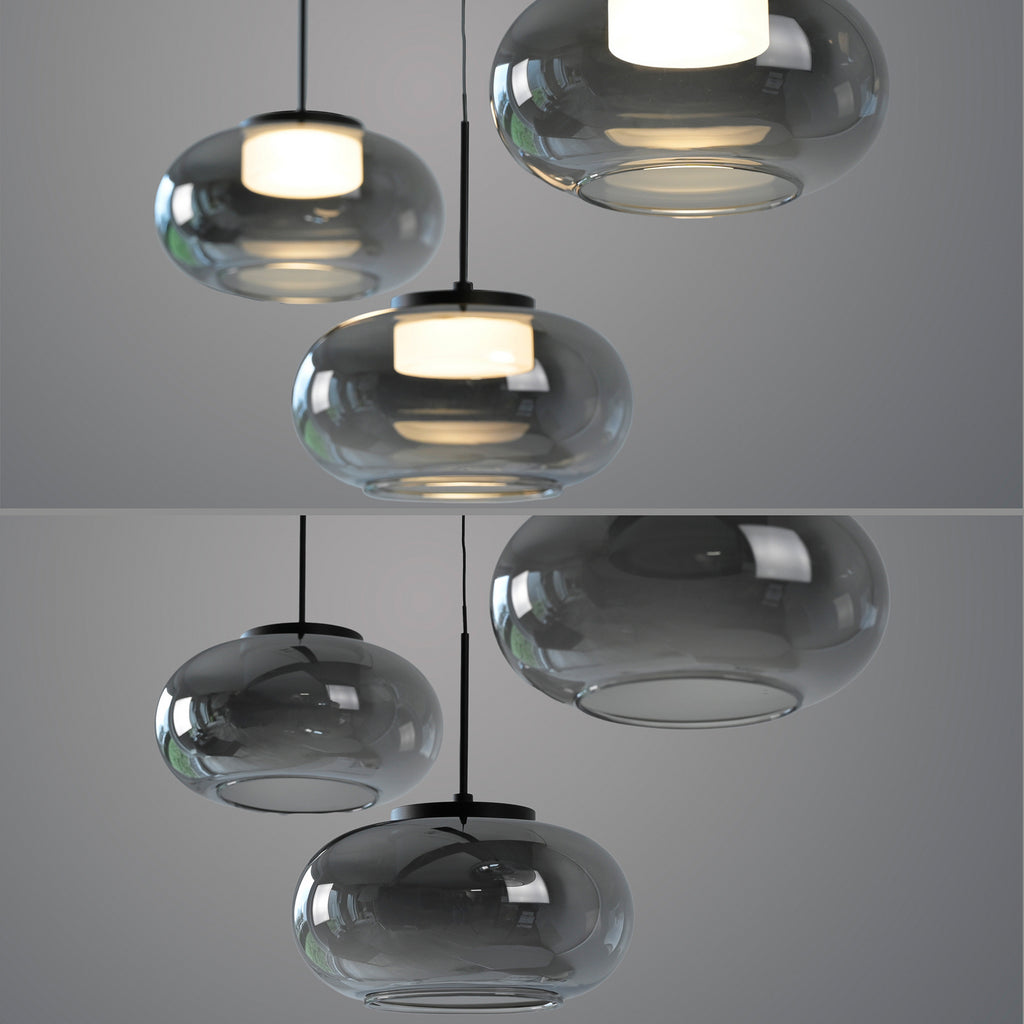 LED pendellampe Sia 3-lys røykgrå glass dimbar 75 cm - Schöner Wohnen