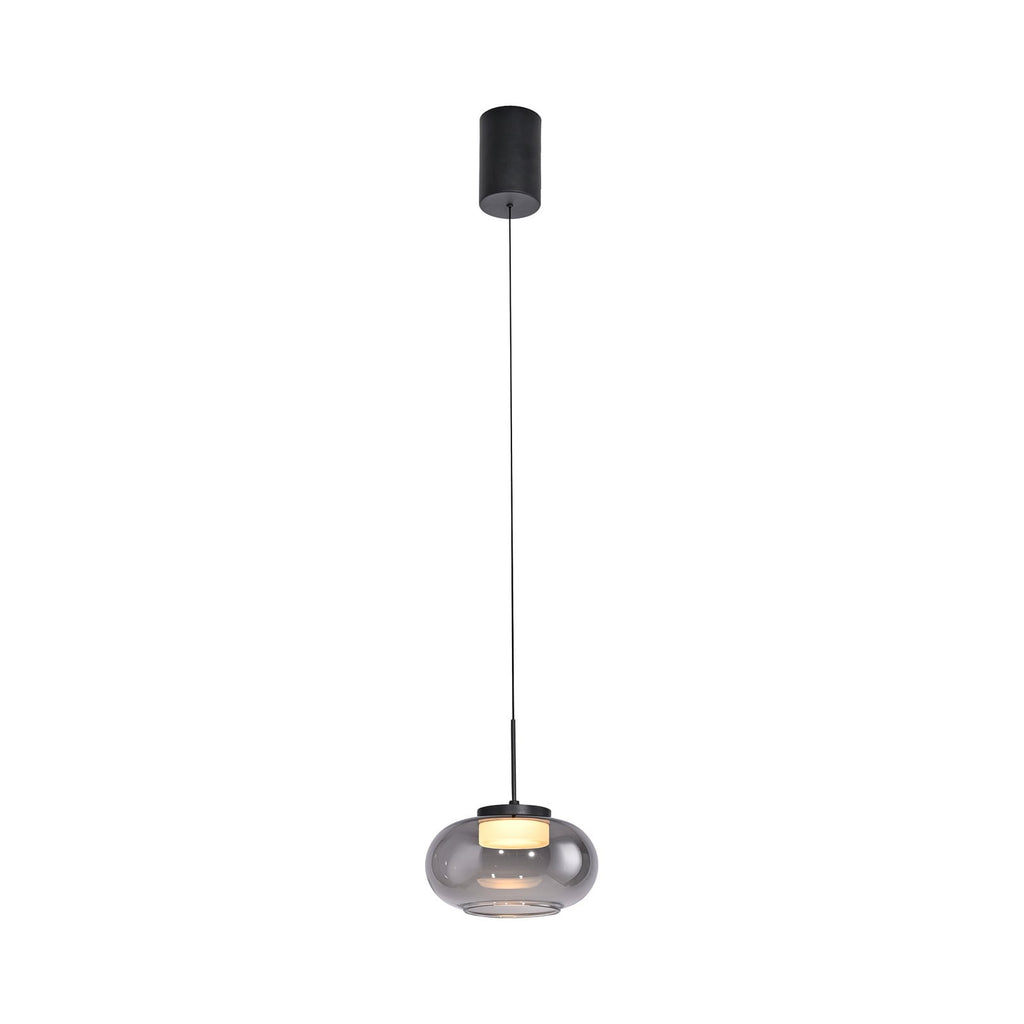 LED pendellampe Sia røykgrå glass Ø20 cm dimbar montert over bord