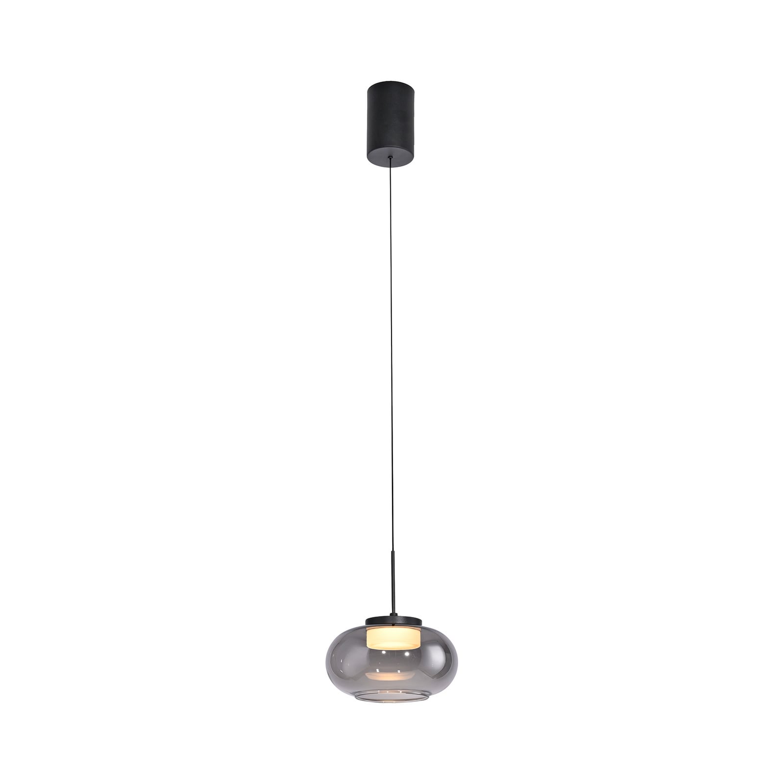 LED pendellampe Sia røykgrå glass Ø20 cm dimbar montert over bord