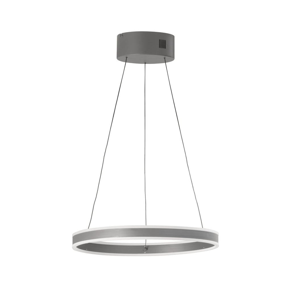LED pendellampe Silvio i sandgrå metall sett forfra