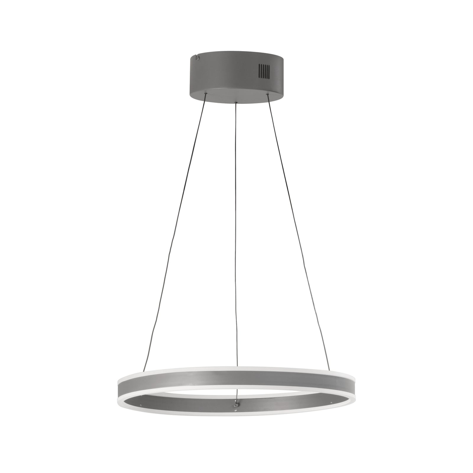LED pendellampe Silvio i sandgrå metall sett forfra