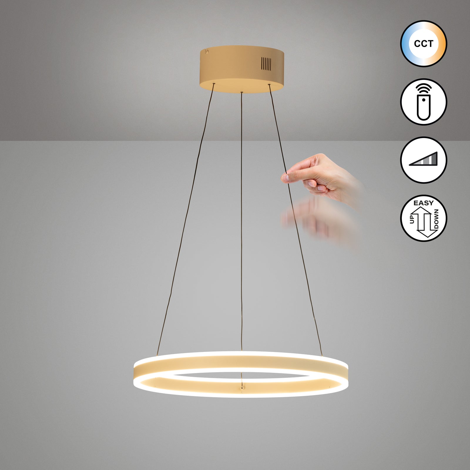 LED pendellampe Silvio Ø50 cm sand detalj av lampe
