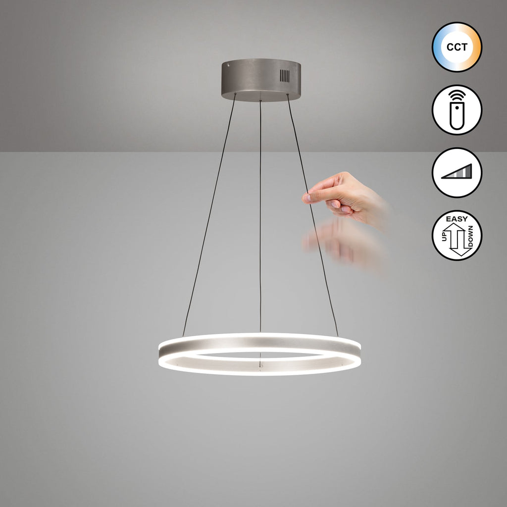 LED pendellampe Silvio Ø50 cm matt nikkel CCT dimbar detalj
