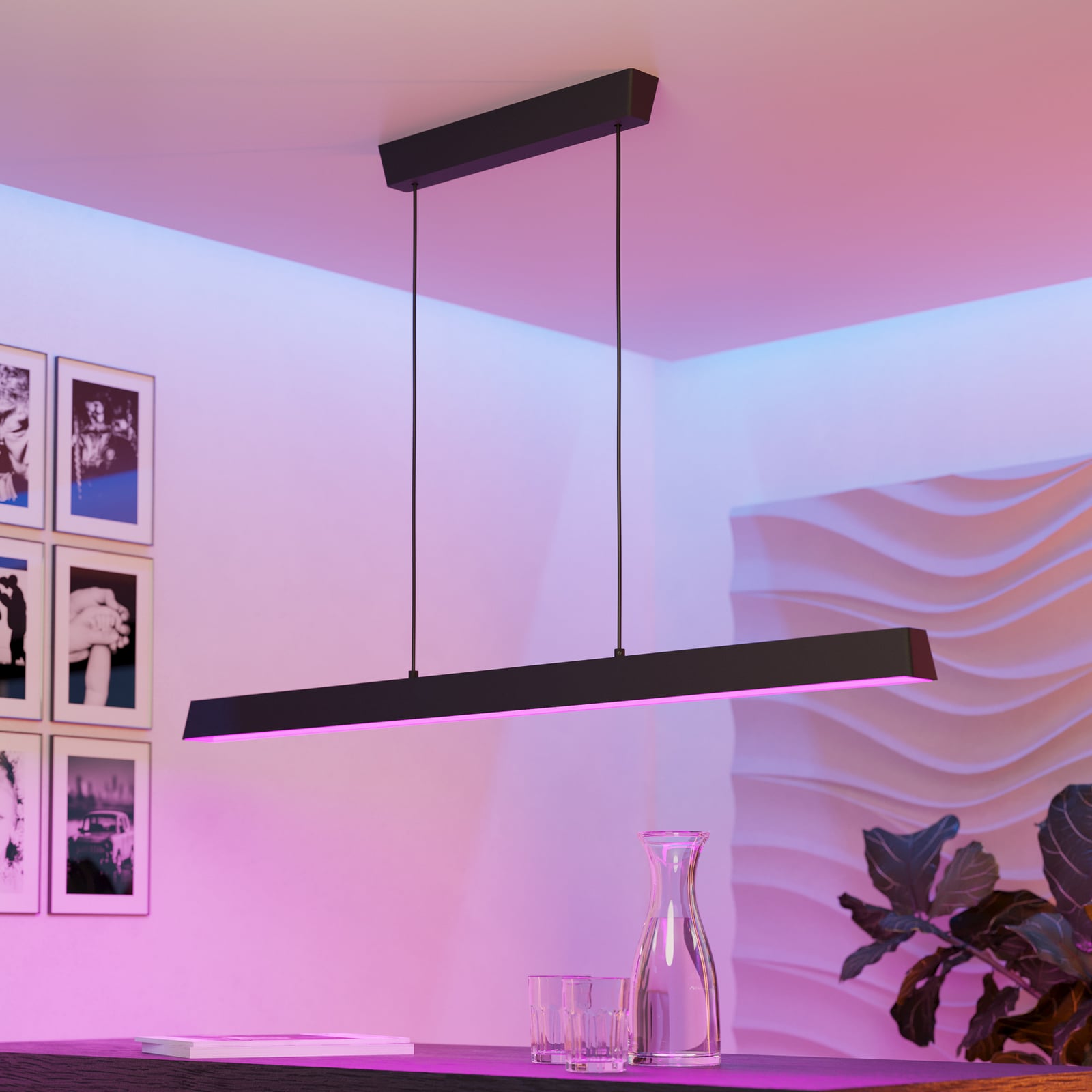 LED pendellampe Simolaris-Z dimbar svart RGB CCT 122 cm bakside