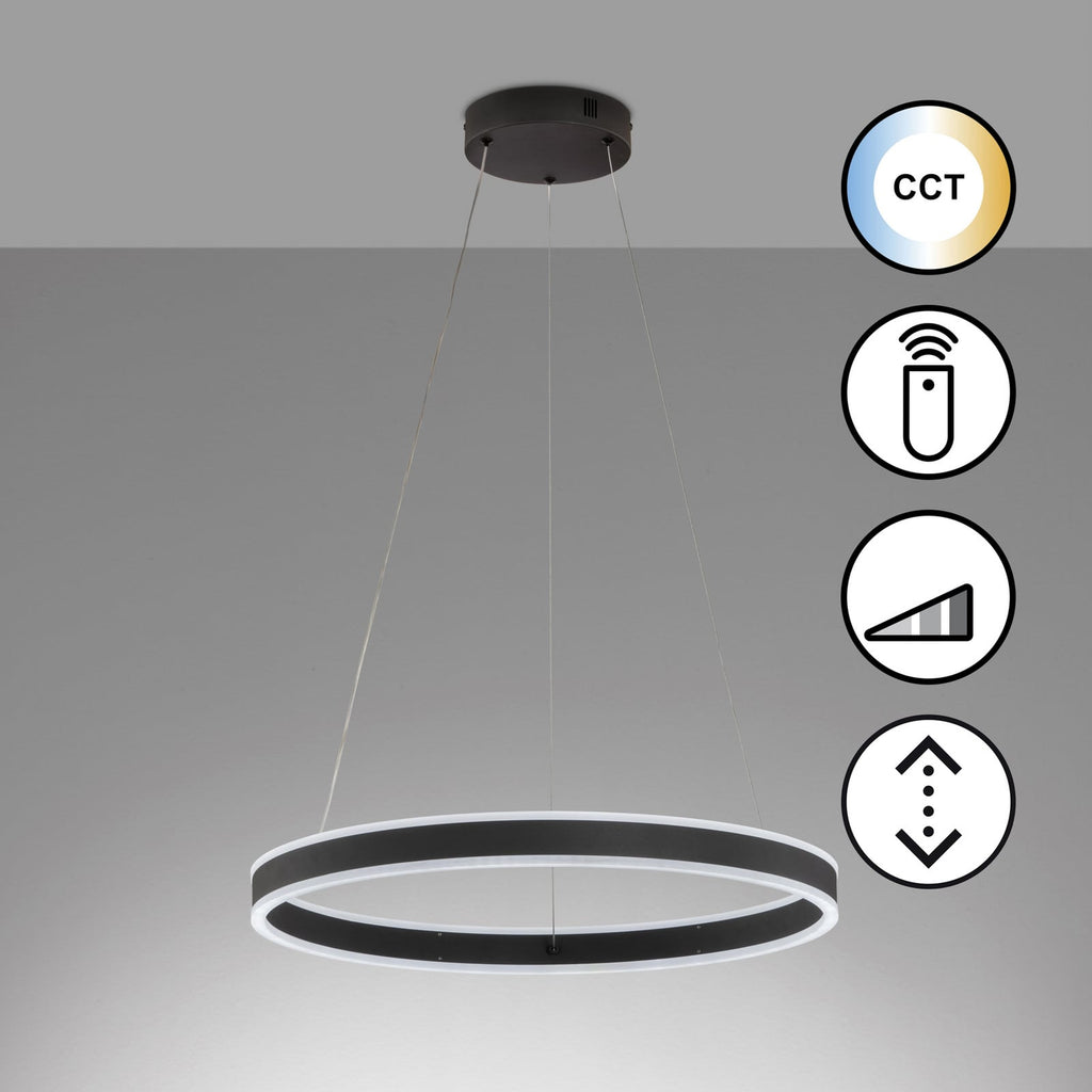 LED pendellampe Sirko Ø60 cm matt svart bakside