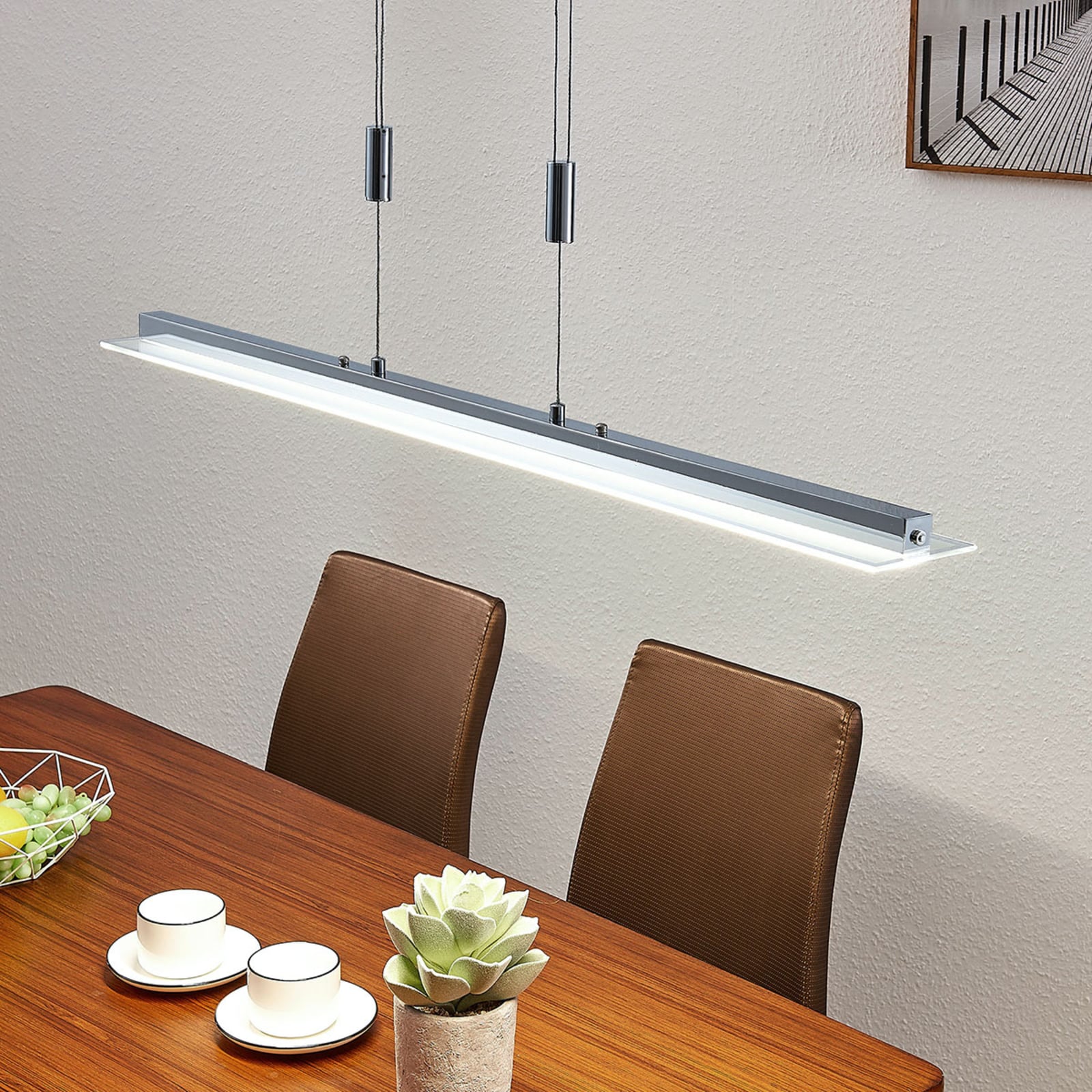 LED pendellampe Sladja krom glass CCT berøringsdimmer bakside
